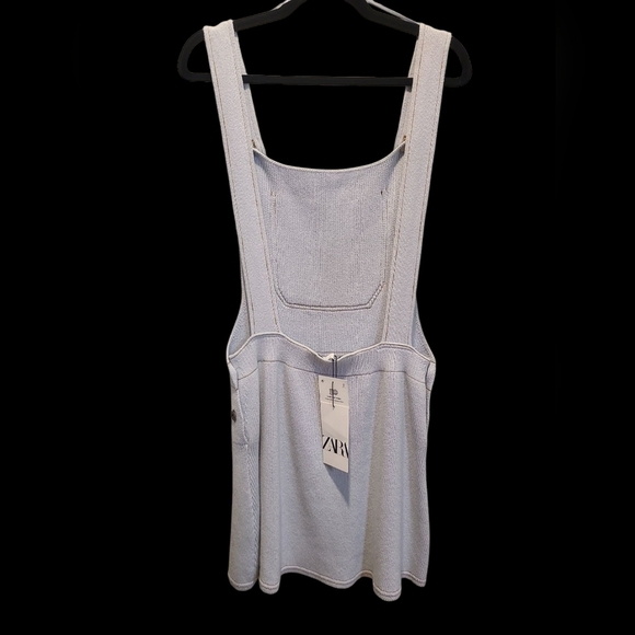 Zara White Denim Overalls with Adjustable Straps - Picture 2 of 3
